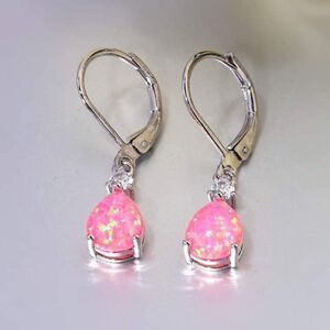 CINI 14K Gold Plated Teardrop Earrings- Pink